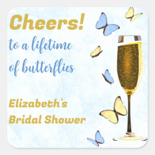 Cheers To A Lifetime Of Butterflies Bridal Shower Square Sticker