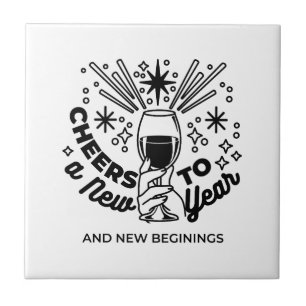 Cheers to a New Year Celebration Design Ceramic Tile