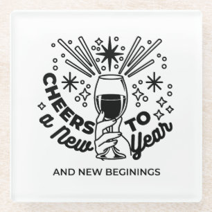 Cheers to a New Year Celebration Design Glass Coaster