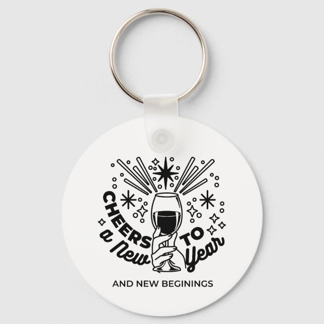 Cheers to a New Year Celebration Design Key Ring (Front)