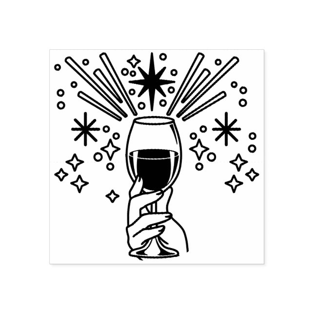 Cheers to a New Year Celebration Design Rubber Stamp (Imprint)