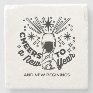 Cheers to a New Year Celebration Design Stone Coaster