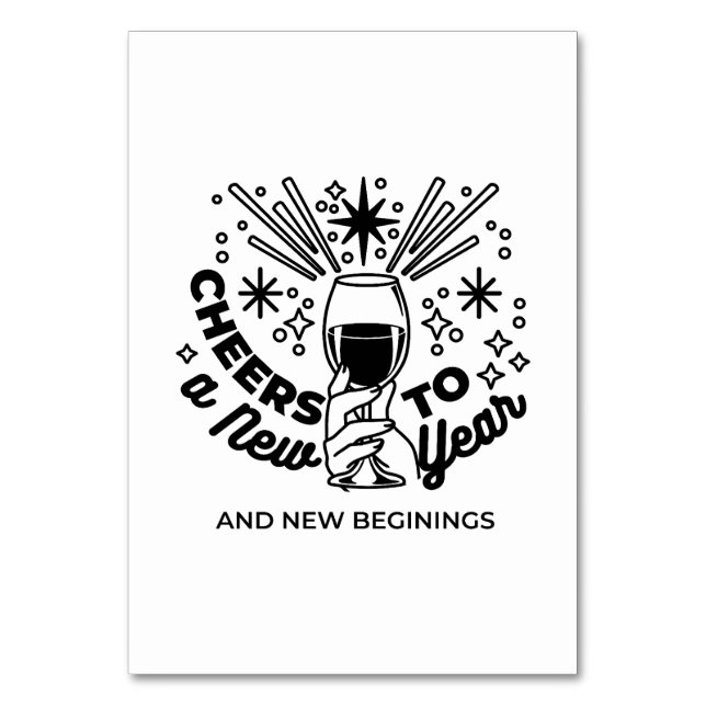 Cheers to a New Year Celebration Design Table Number (Front)
