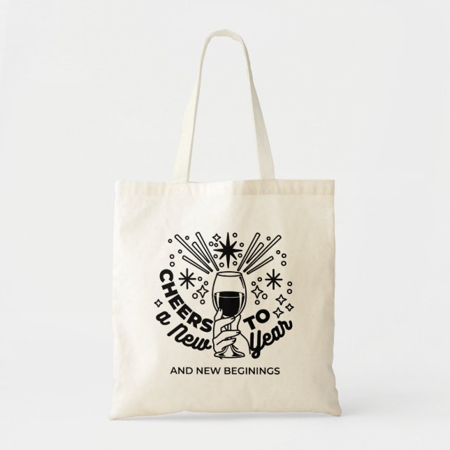 Cheers to a New Year Celebration Design Tote Bag (Front)