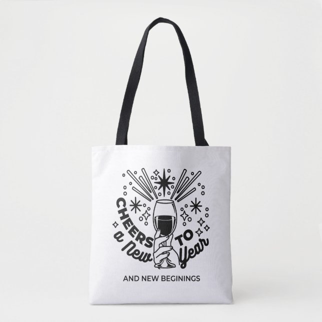 Cheers to a New Year Celebration Design Tote Bag (Front)