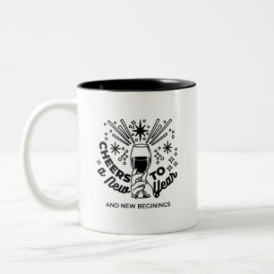 Cheers to a New Year Celebration Design Two-Tone Coffee Mug