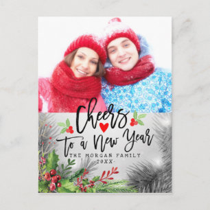 Cheers to a New Year Christmas Holiday Photo Cards