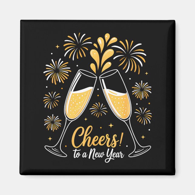 Cheers To A New Year Eve Party Countdown Happy New Magnet (Front)