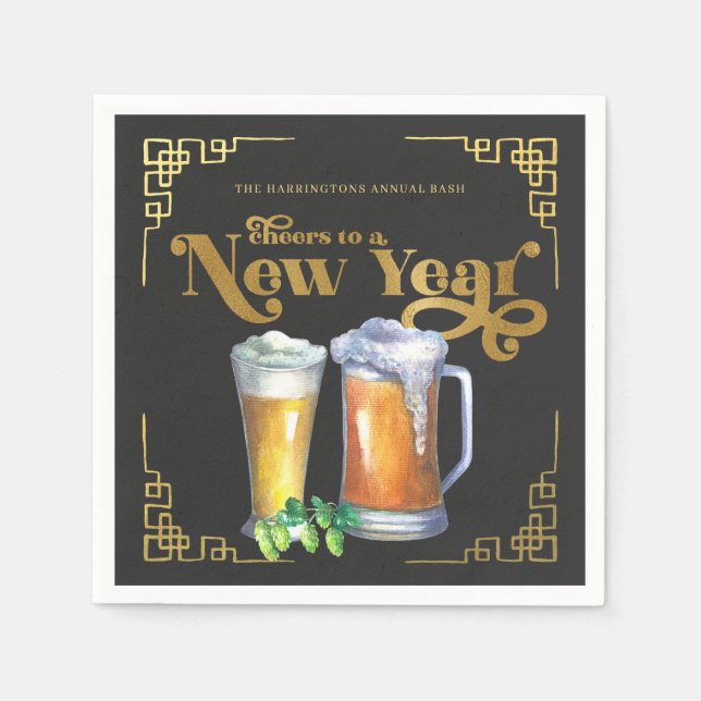 Cheers to a New Year | Hoppy Beer Napkin (Front)