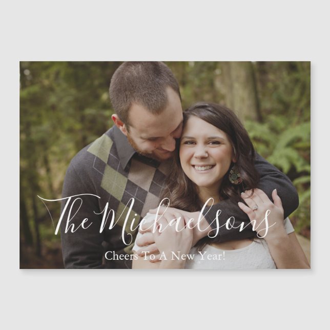 Cheers To A New Year Photo Holiday Magnet Card (Front)