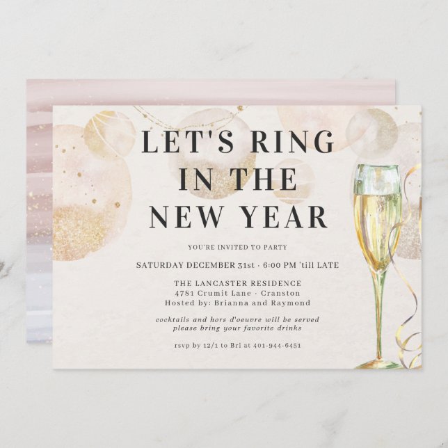 Cheers to a New Year | Sparkling Champagne  Invitation (Front/Back)