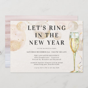 Cheers to a New Year   Sparkling Champagne  Invitation