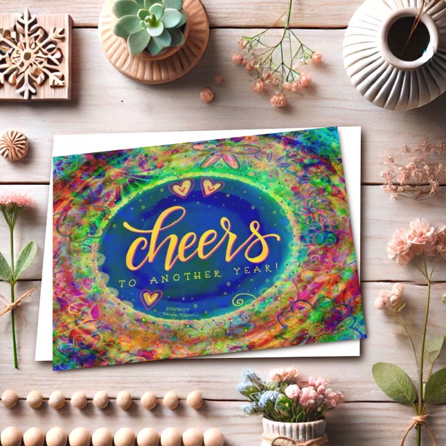 Cheers to Another Year Boho Happy Birthday Card (Creator Uploaded)