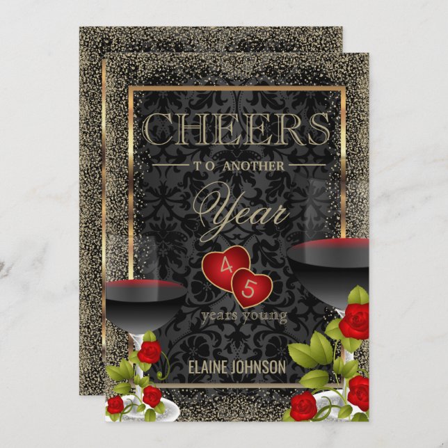 Cheers to Another Year Party Invitation (Front/Back)