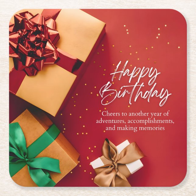 Cheers to Another Year Square Paper Coaster (Front)