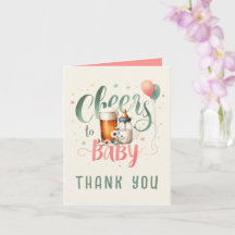 Cheers to Baby Sage Peach Gingham THANK YOU CARDS