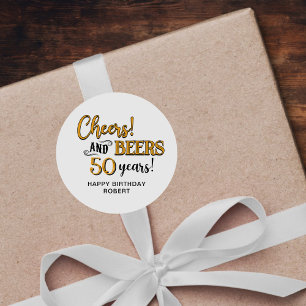 Cheers to Beers 50th Birthday Classic Round Sticker