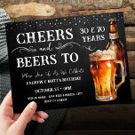 Cheers to Beers Double Birthday Postcard<br><div class="desc">Rustic Black Chalkboard watercolor beer bottle and pint glass. Rustic Outdoor or bar birthday invitations for him. Any age. Easy to personalised template. All text can be adjusted using the design option. Fun,  simple,  casual birthday invites for him.</div>