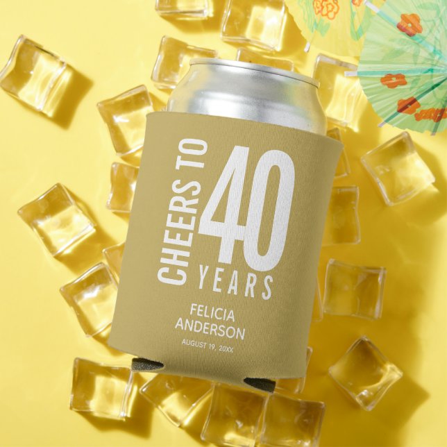 Cheers to Birthday Years Gold Can Cooler (In Situ Summer)