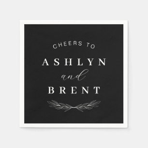 Cheers To Black and Whit Wedding Cocktail Napkins
