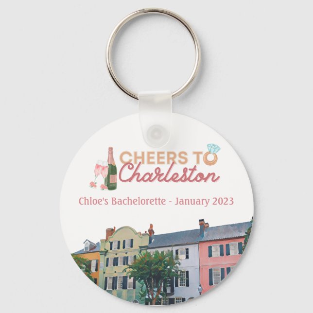"Cheers to Charleston" Bach Party Keychain (Front)