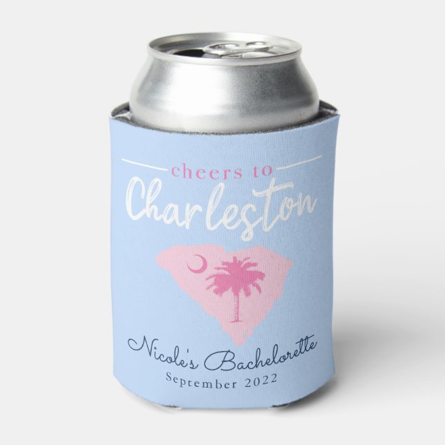 Cheers to Charleston South Carolina Bachelorette Can Cooler (Can Front)
