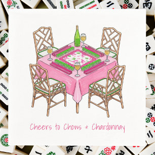 Cheers to Chows & Chardonnay Preppy Mahjong Party Napkin