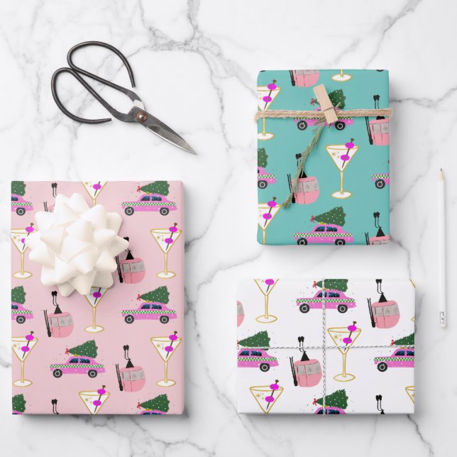 Cheers to Christmas New Year Ski Party Wrapping Paper Sheet (Front)