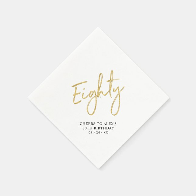 Cheers to Eighty Modern Adult 80th Birthday Party  Napkin (Corner)
