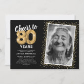 Cheers to Eighty Years 80th Birthday Photo Invitation (Front)