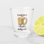Cheers To Eighty Years Birthday Shot Glass<br><div class="desc">Fun 80th birthday party shot glass featuring the saying 'cheers to 80 years',  and the name of the birthday boy or girl.</div>