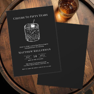Cheers To Fifty Years Adult Birthday Party Invitation