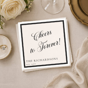 Cheers to Forever Black Ivory Old Money Wedding Napkin