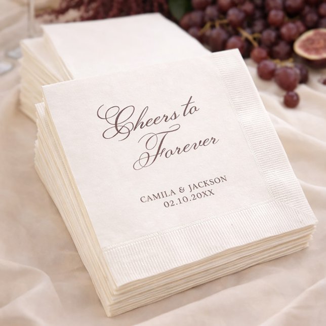 Cheers to Forever Brown Wedding Napkin (Creator Uploaded)