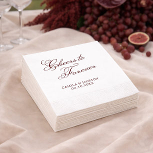 Cheers to Forever Burgundy Wedding Napkin
