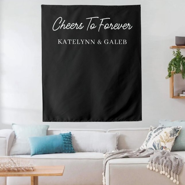 Cheers to Forever Custom Wedding Engagement Party Tapestry (Creator Uploaded)