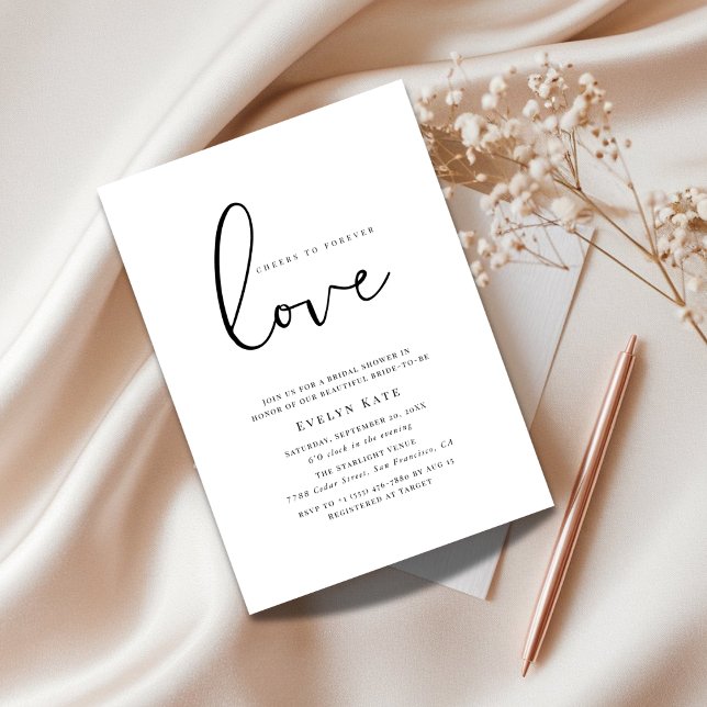 Cheers to Forever Love Modern Script Bridal Shower Invitation (Creator Uploaded)