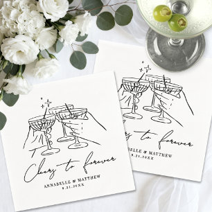 Cheers To Forever Simple Cocktail Wedding Napkin