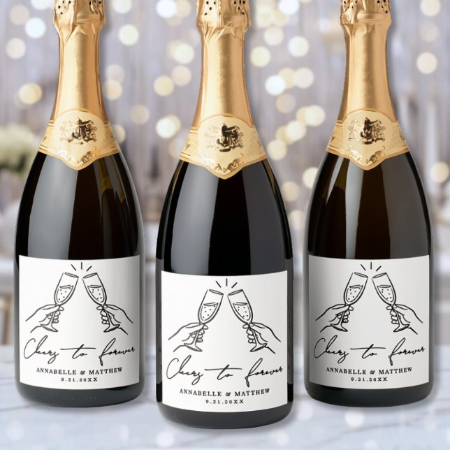 Cheers To Forever Simple Wedding Sparkling Wine Label (Cheers To Forever Simple Wedding Sparkling Wine Label )