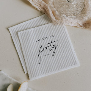 Cheers to Forty Handwritten 40th Birthday Stripy Napkin