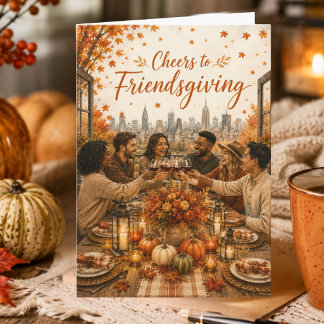 Cheers to Friendsgiving Fall Thanksgiving Holiday Card