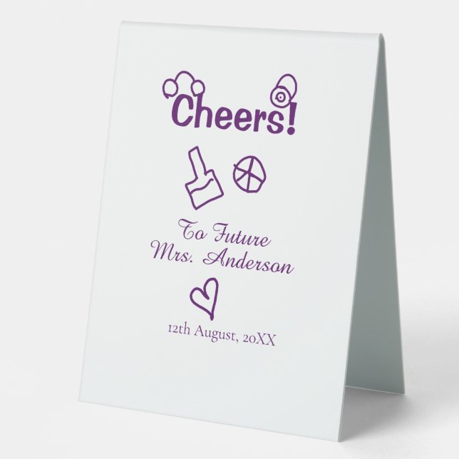 Cheers to future Mrs add bride name purple doodle (Front)