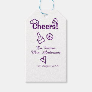 Cheers to future Mrs add bride name purple doodle Gift Tags