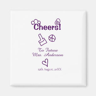 Cheers to future Mrs add bride name purple doodle Magnet