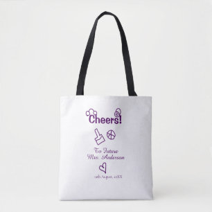 Cheers to future Mrs add bride name purple doodle Tote Bag