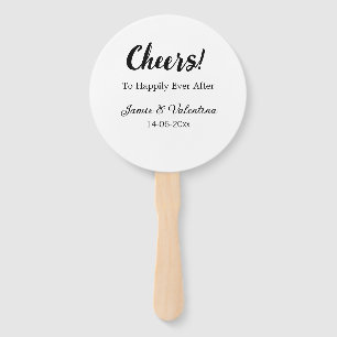 Cheers to happily ever after add couple name date hand fan