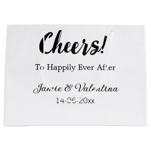 Cheers to happily ever after add couple name date large gift bag
