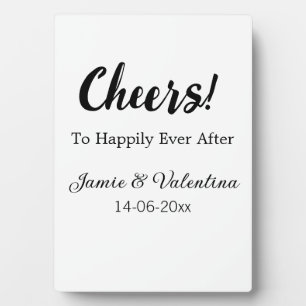 Cheers to happily ever after add couple name date plaque