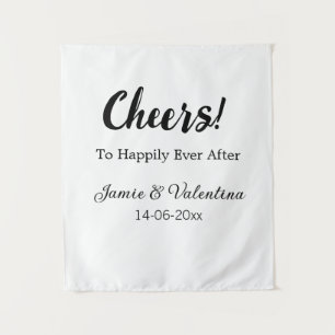 Cheers to happily ever after add couple name date  tapestry