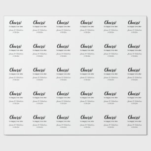 Cheers to happily ever after add couple name date wrapping paper